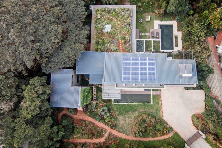 Solar geyser and panels on The Gorgeous Green House